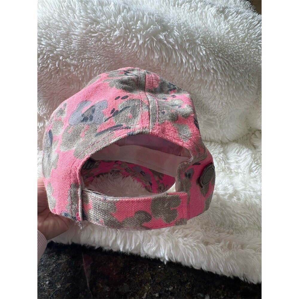 Vince Camuto Baseball Cap Womens One Size Pink Gray Floral Adjustable Hat - Picture 4 of 6
